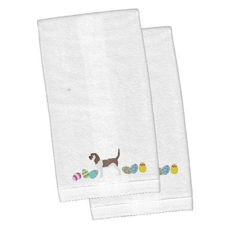 Carolines Treasures Grand Basset Griffon Easter White Embroidered Plush Hand Towel, 2PK CK1648KTEMB